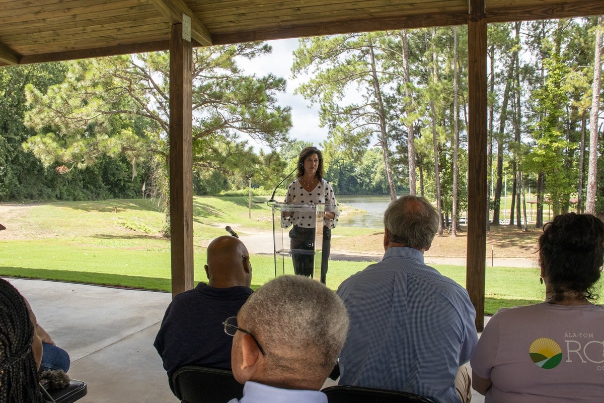 Conservation groups, state agencies, the city and private groups cut the ribbon on a new boat launch, docks and tournament pavilion in Selma.